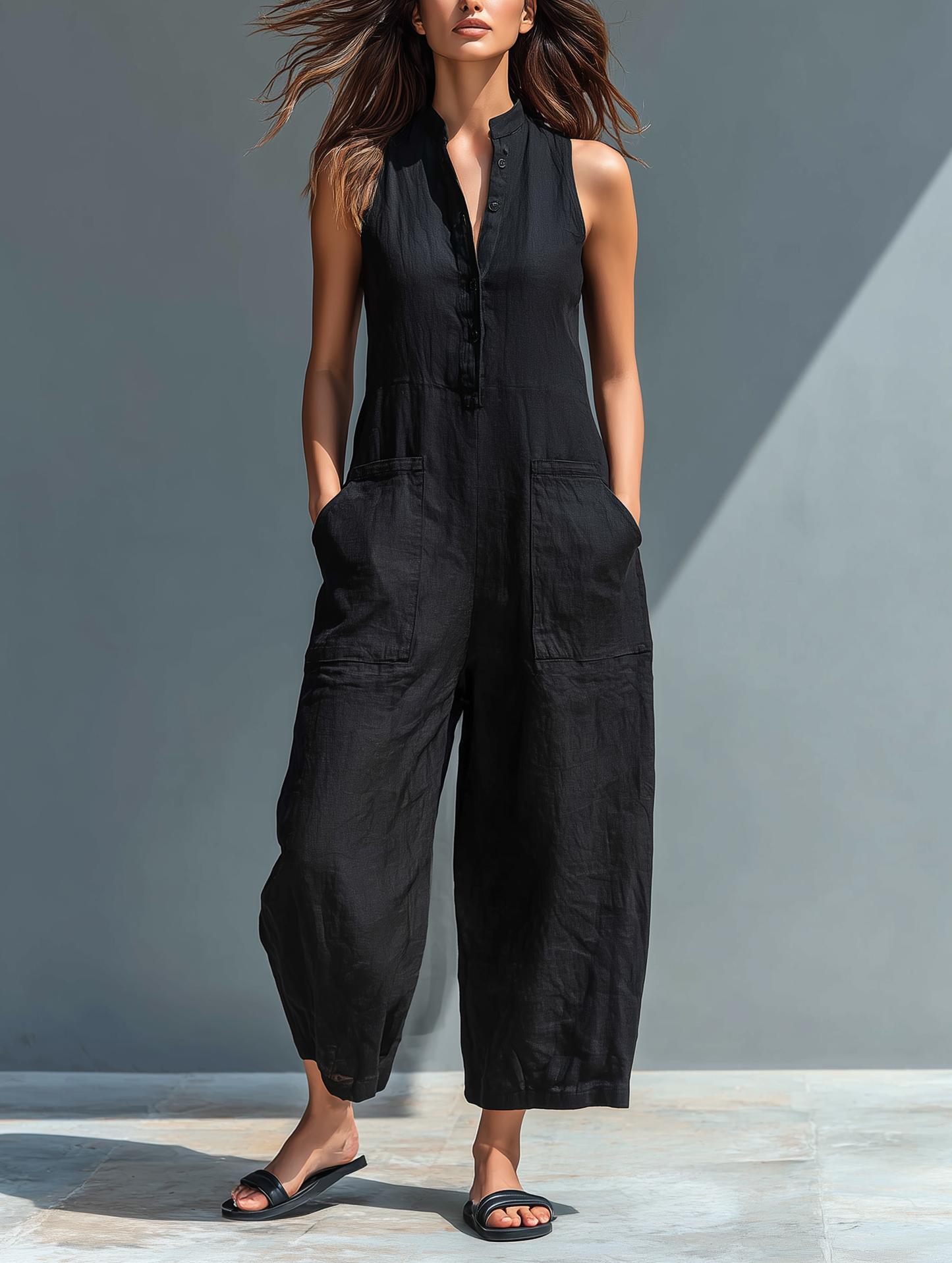 Sleeveless Wide Leg Jumpsuit Women Relaxed Fit Casual Summer