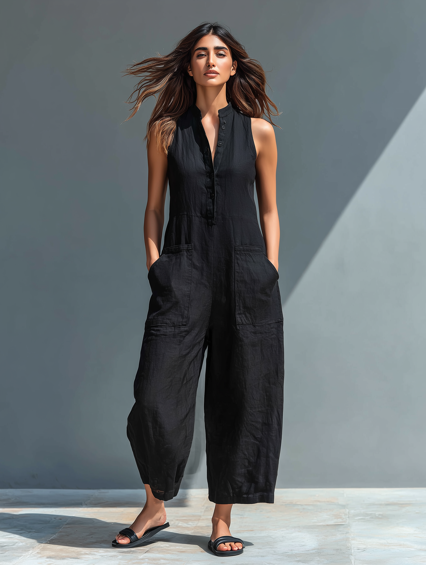 Sleeveless Wide Leg Jumpsuit Women Relaxed Fit Casual Summer
