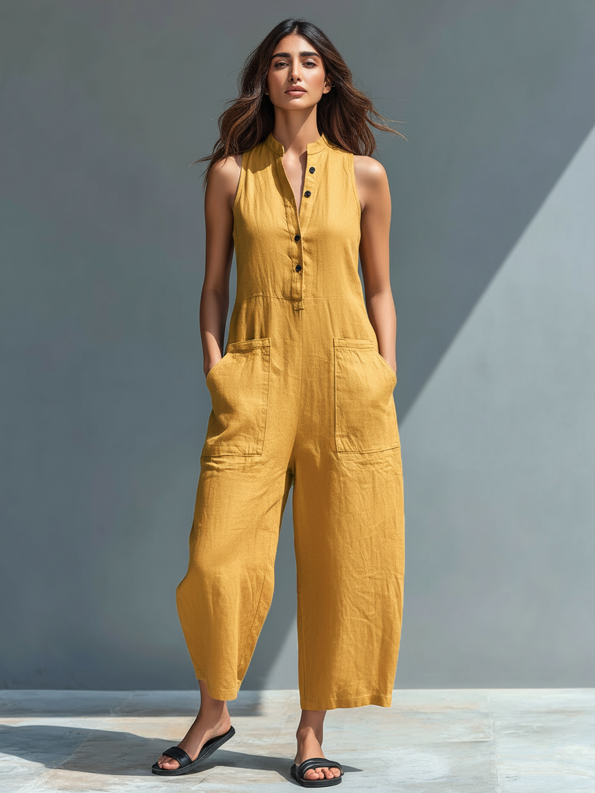 Sleeveless Wide Leg Jumpsuit Women Relaxed Fit Casual Summer