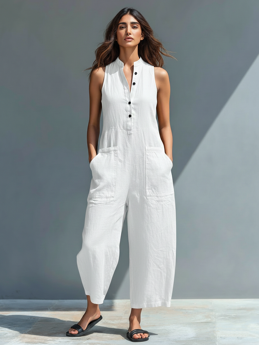 Sleeveless Wide Leg Jumpsuit Women Relaxed Fit Casual Summer