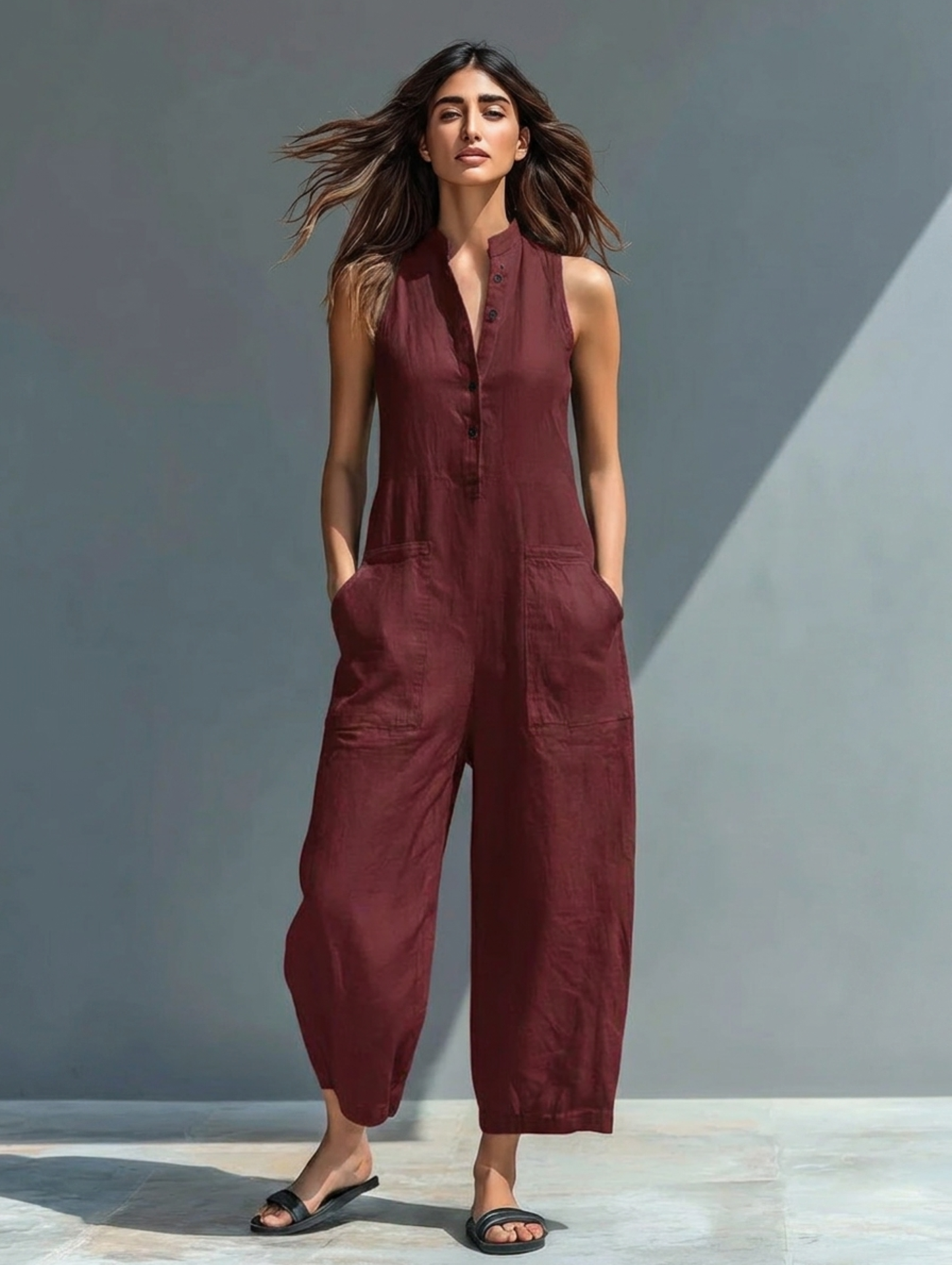 Sleeveless Wide Leg Jumpsuit Women Relaxed Fit Casual Summer