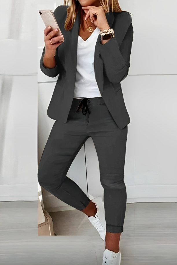 Two-Piece Blazer Set Women Relaxed Fit Business Casual