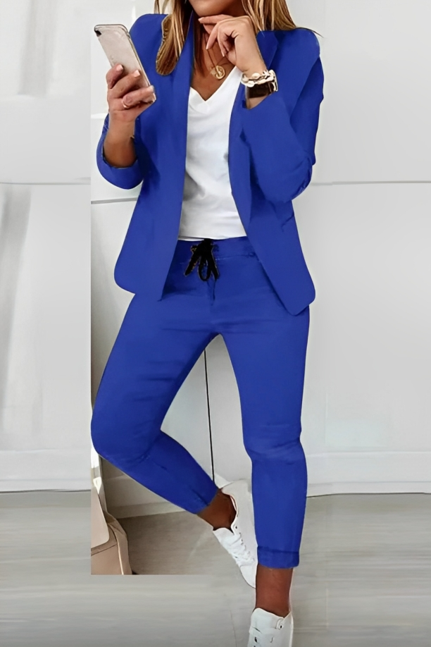 Two-Piece Blazer Set Women Relaxed Fit Business Casual