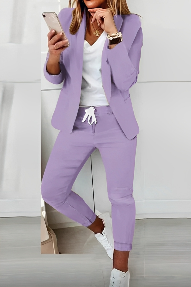 Two-Piece Blazer Set Women Relaxed Fit Business Casual