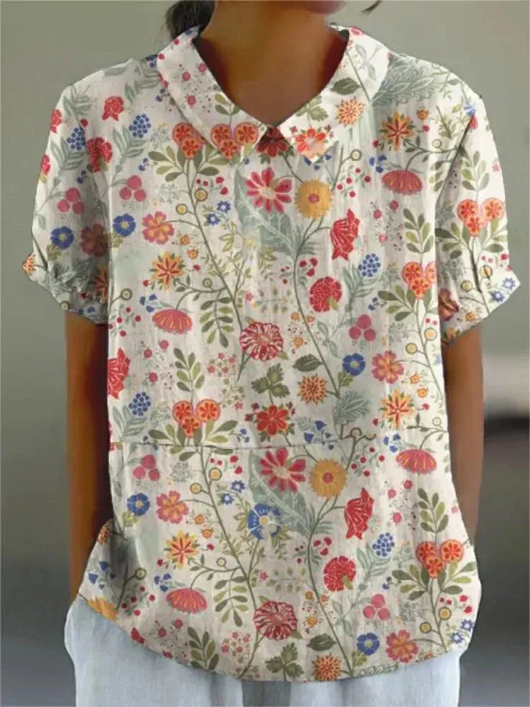 Floral Print Shirt Women Relaxed Fit Casual