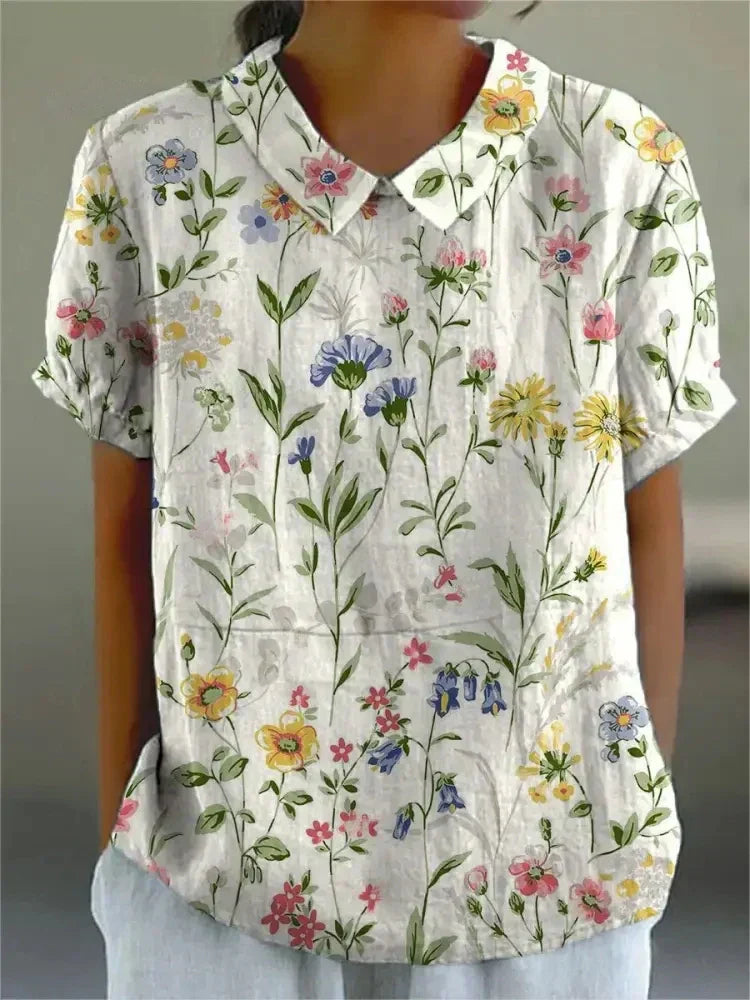 Floral Print Shirt Women Relaxed Fit Casual