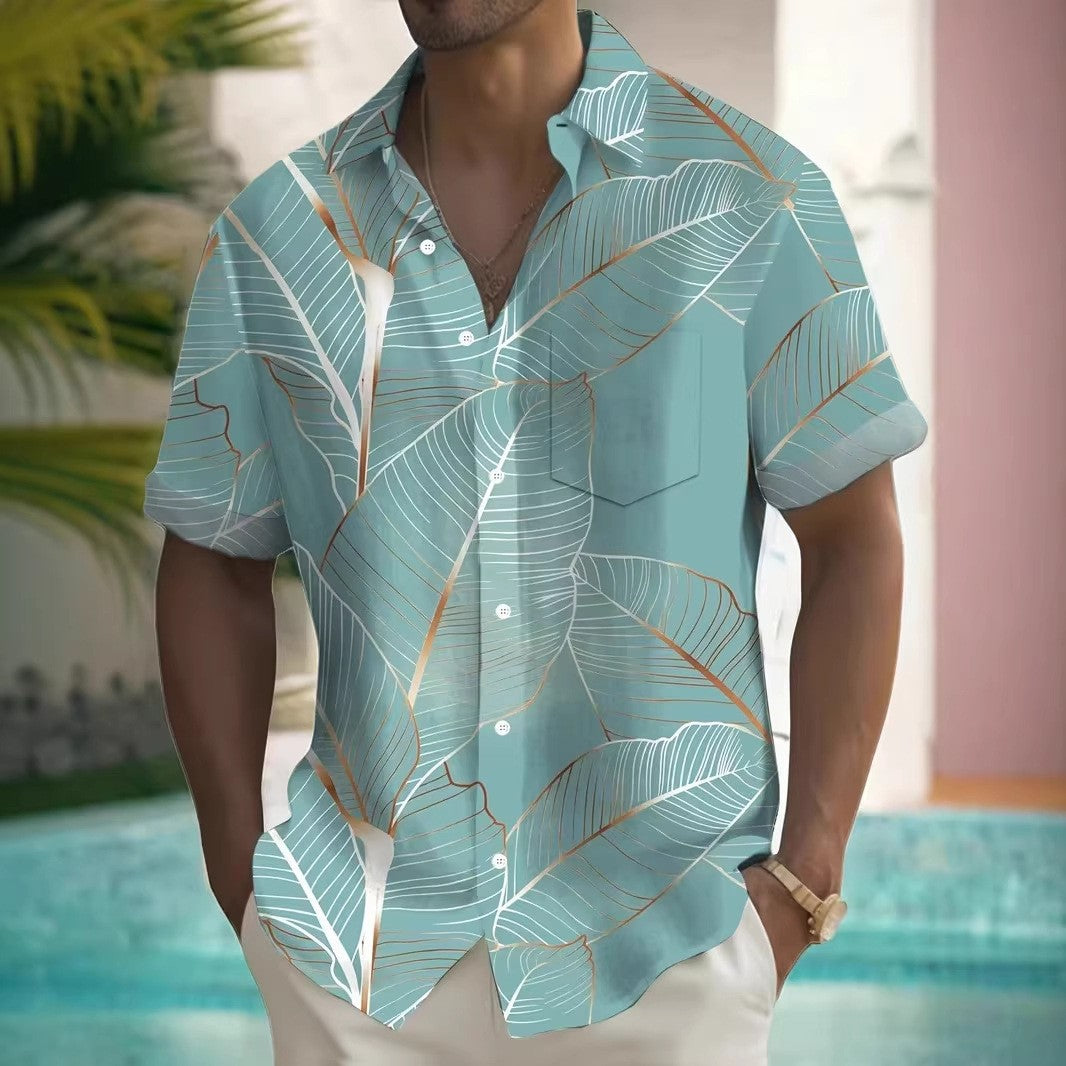 Slim Fit Men Shirt Casual Summer Short Sleeve
