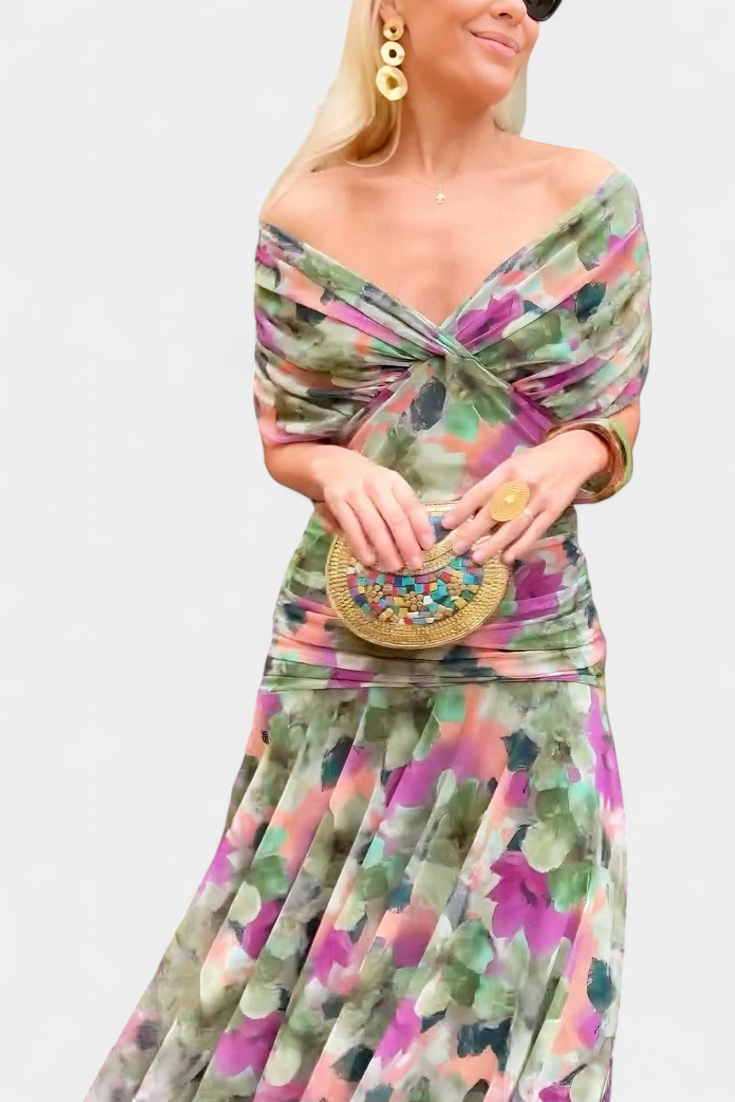 Elegant Off-Shoulder Dress Women Slim Fit Evening