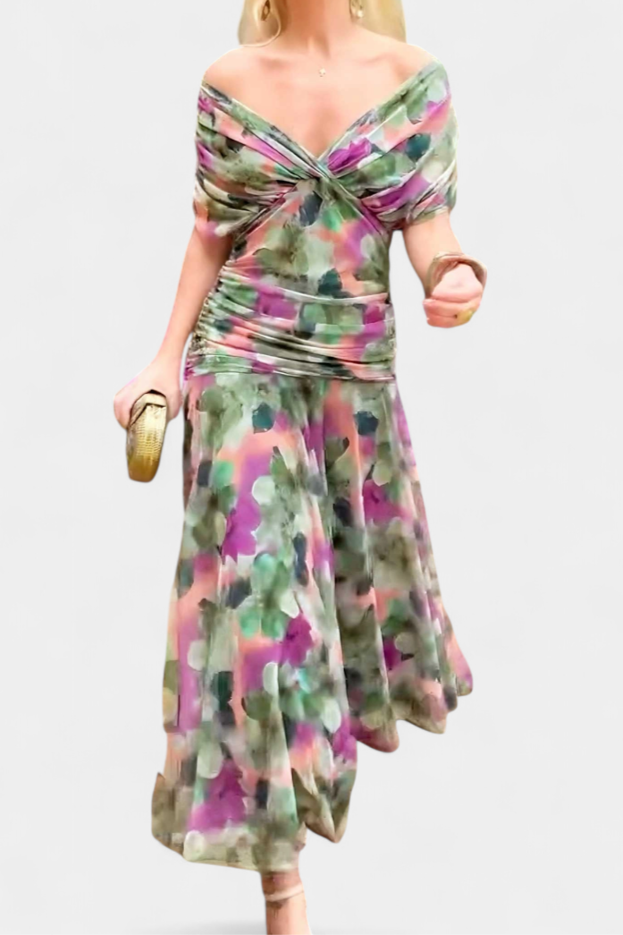 Elegant Off-Shoulder Dress Women Slim Fit Evening