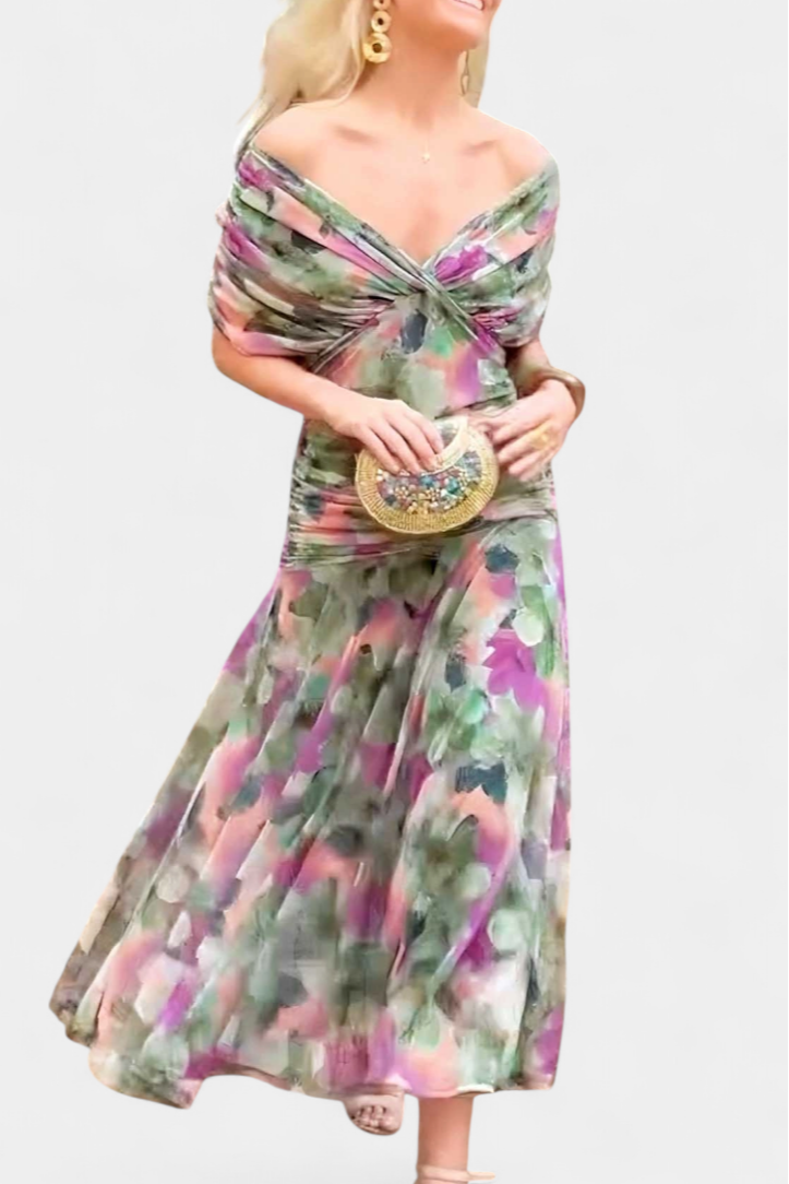 Elegant Off-Shoulder Dress Women Slim Fit Evening