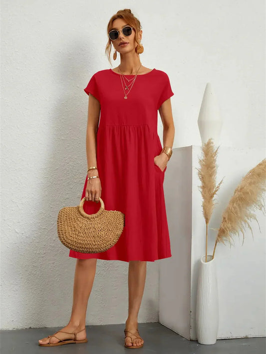 Midi Dress Women Regular Fit Casual Summer