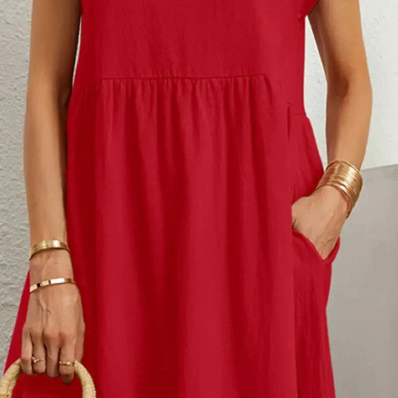 Midi Dress Women Regular Fit Casual Summer
