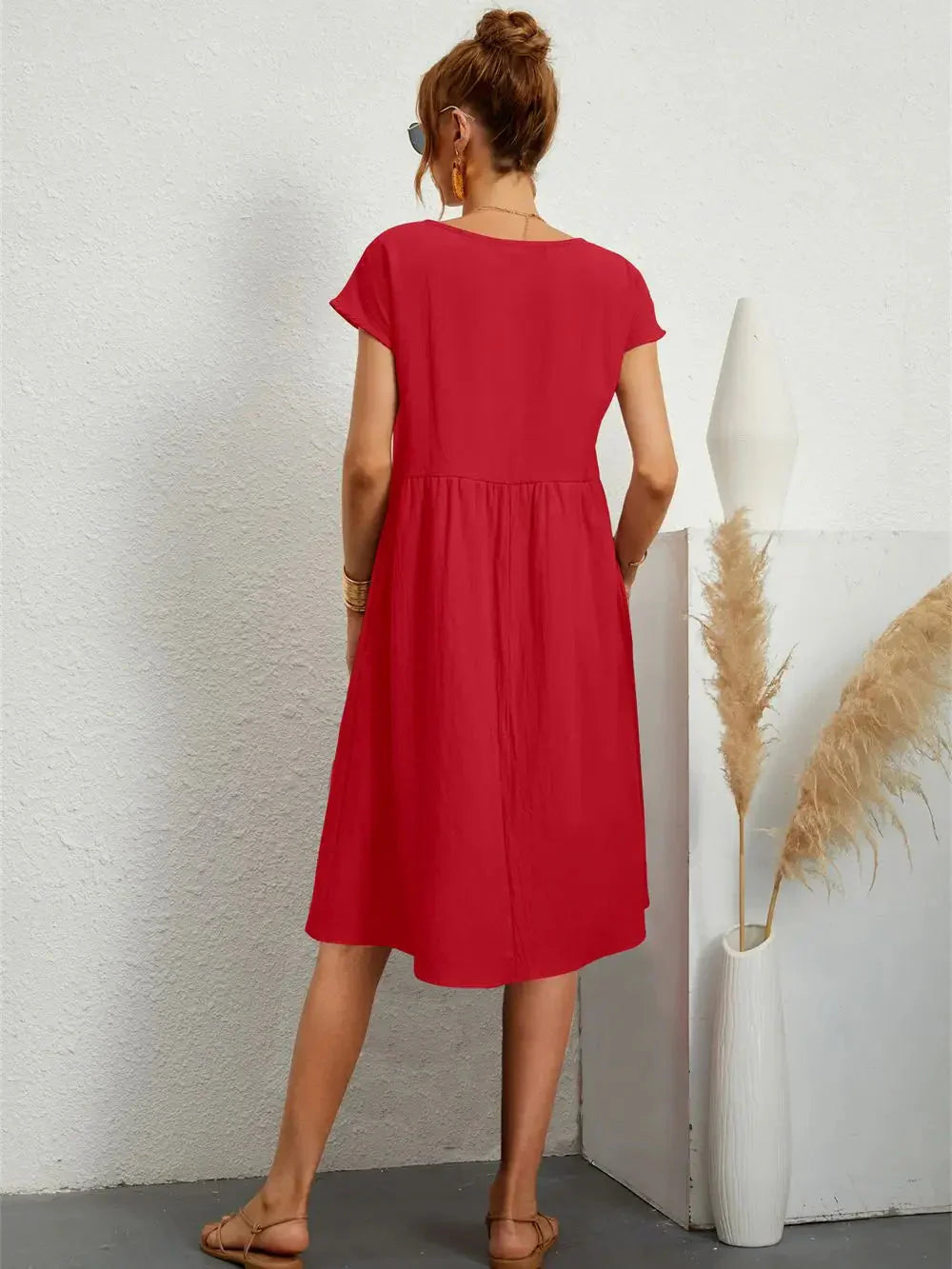 Midi Dress Women Regular Fit Casual Summer