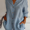 Button-Up Shirt Women Relaxed Fit Casual Long Sleeve
