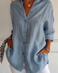 Button-Up Shirt Women Relaxed Fit Casual Long Sleeve