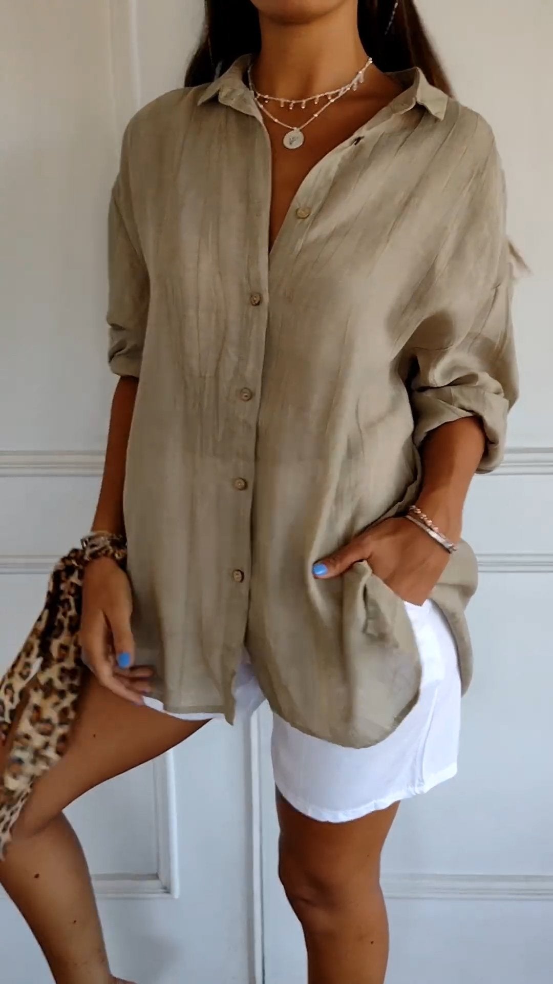 Button-Up Shirt Women Relaxed Fit Casual Long Sleeve