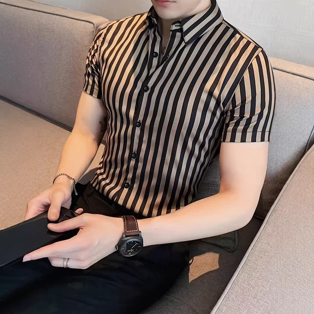 Slim Fit Men Shirt Casual Summer Short Sleeve