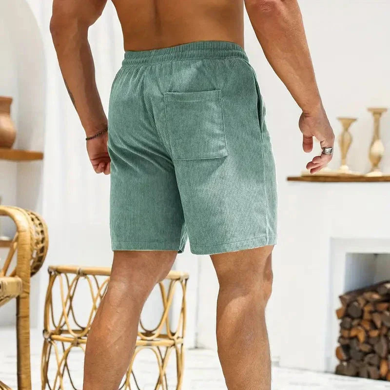Ribbed Shorts Men Relaxed Fit Casual Summer