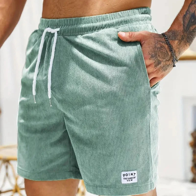 Ribbed Shorts Men Relaxed Fit Casual Summer