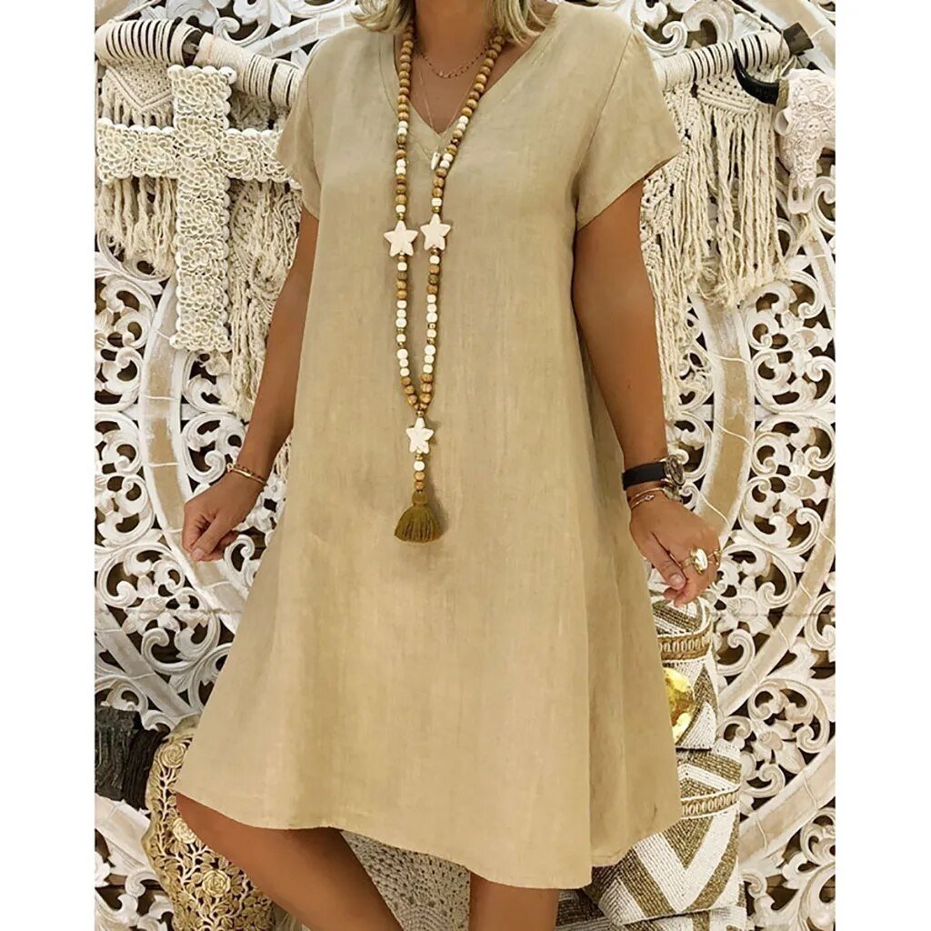 Summer Mini Dress Women Relaxed Fit Casual