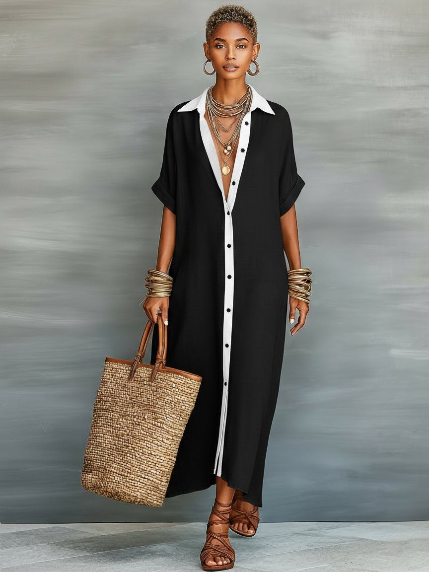 Maxi Dress Women Regular Fit Casual Summer Minimalist Shirt Style