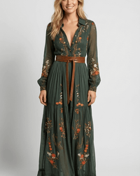 Maxi Dress Women Regular Fit Casual Boho Long Sleeve