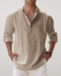 Long Sleeve Shirt Men Relaxed Fit Casual Summer