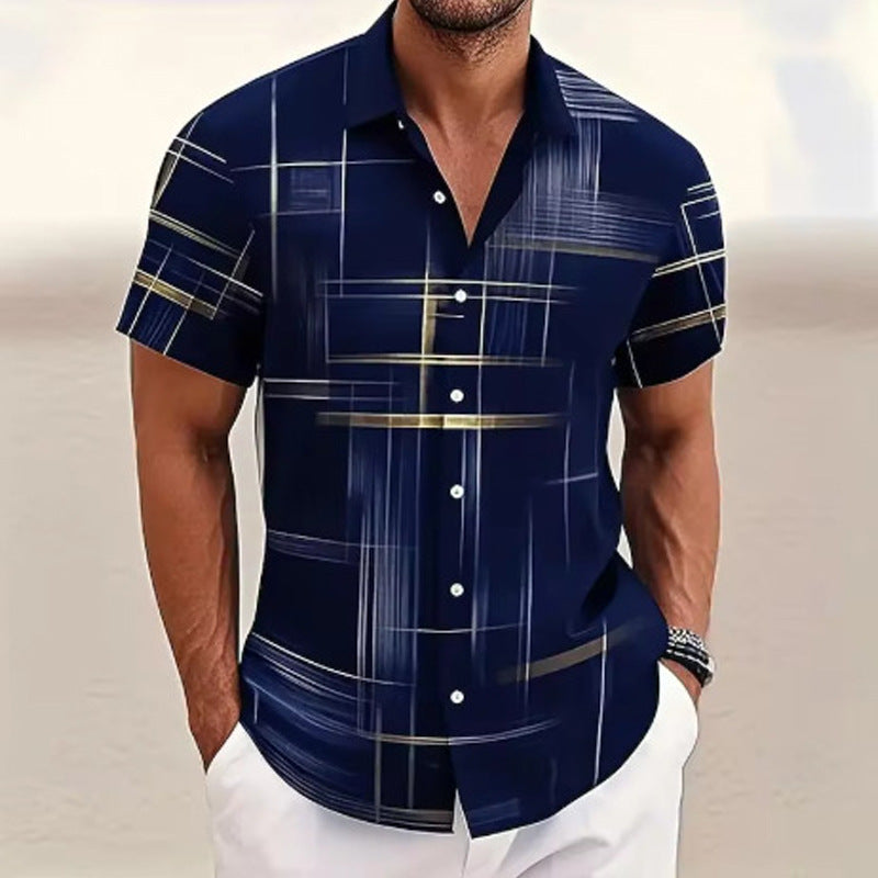 Slim Fit Men Shirt Casual Summer Short Sleeve
