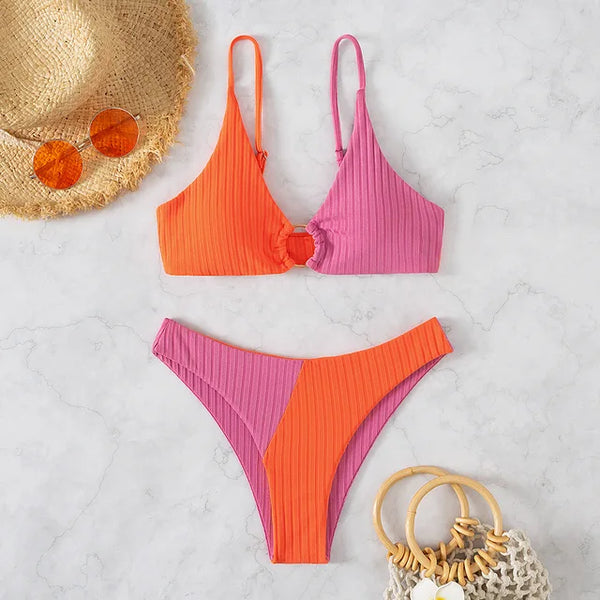 Two-Tone Bikini Women Slim Fit Summer Leisure