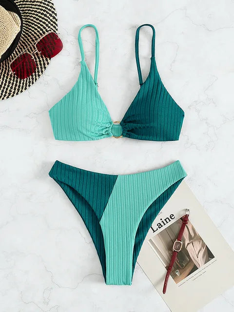 Two-Tone Bikini Women Slim Fit Summer Leisure