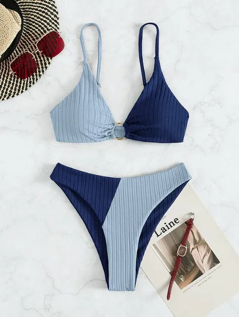 Two-Tone Bikini Women Slim Fit Summer Leisure