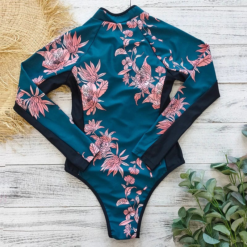 Long Sleeve One-Piece Swimsuit Women Slim Fit Sport