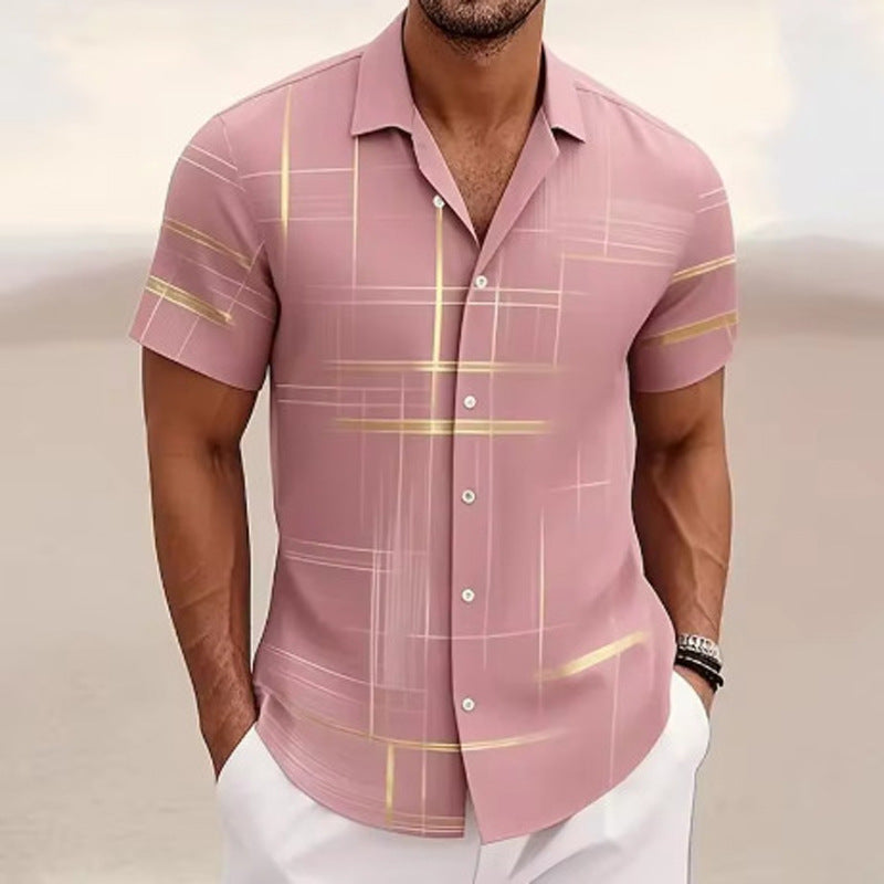 Slim Fit Men Shirt Casual Summer Short Sleeve