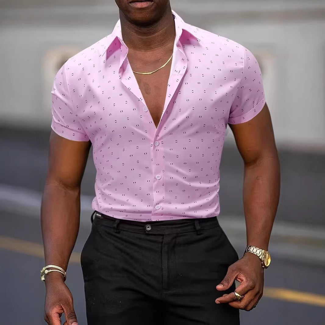 Slim Fit Men Shirt Casual Summer Short Sleeve