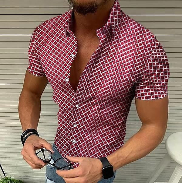Slim Fit Men Shirt Casual Summer Short Sleeve