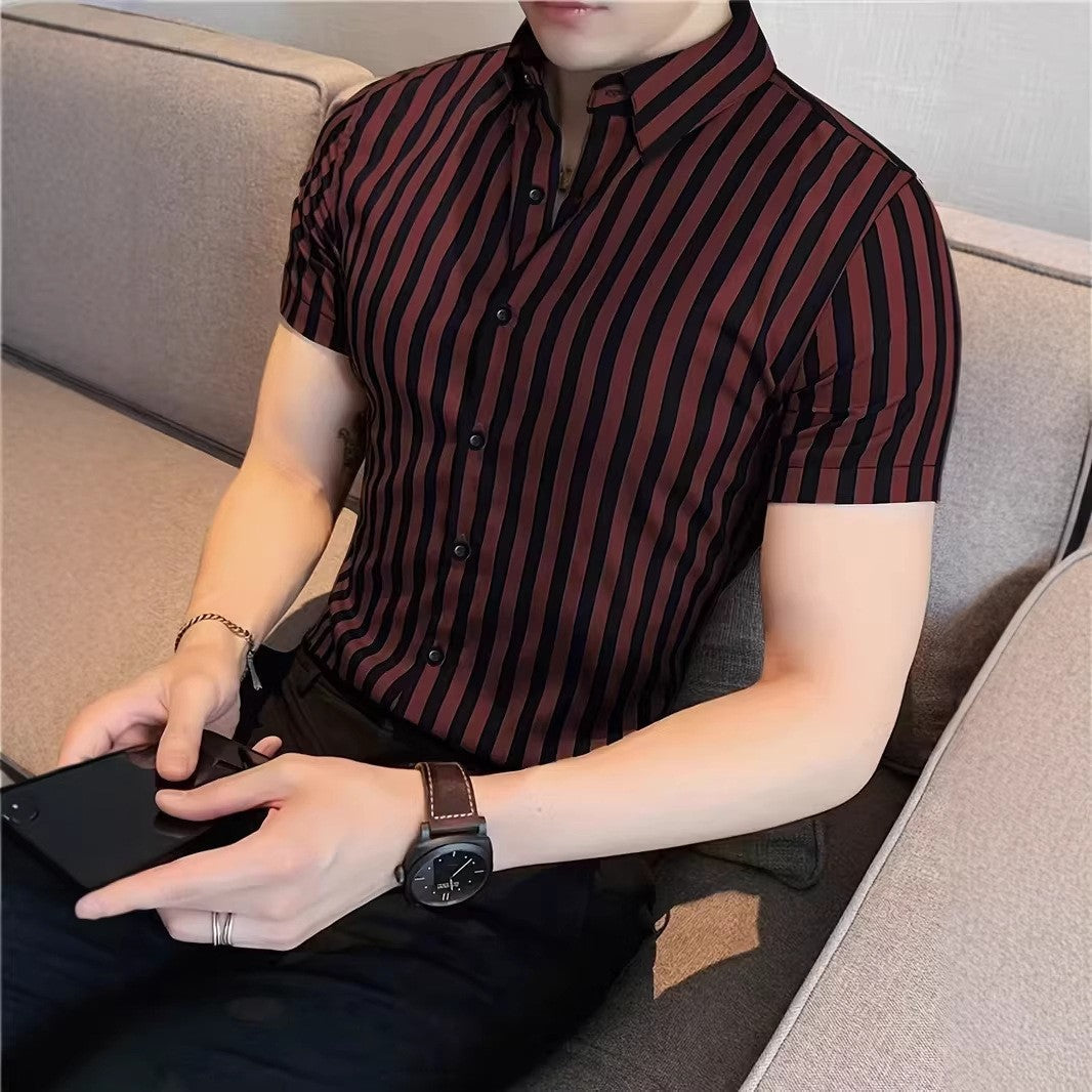 Slim Fit Men Shirt Casual Summer Short Sleeve