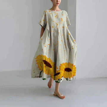 Casual Floral Dress Women Relaxed Fit Summer