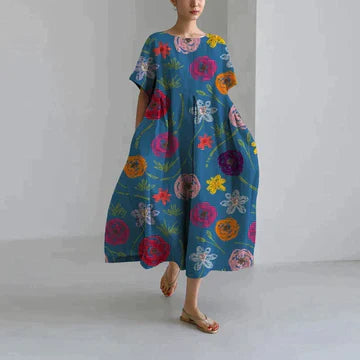 Casual Floral Dress Women Relaxed Fit Summer