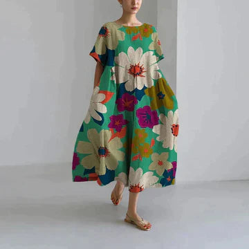 Casual Floral Dress Women Relaxed Fit Summer
