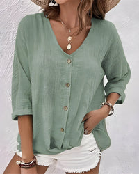 Button-Up Blouse Women Relaxed Fit Casual