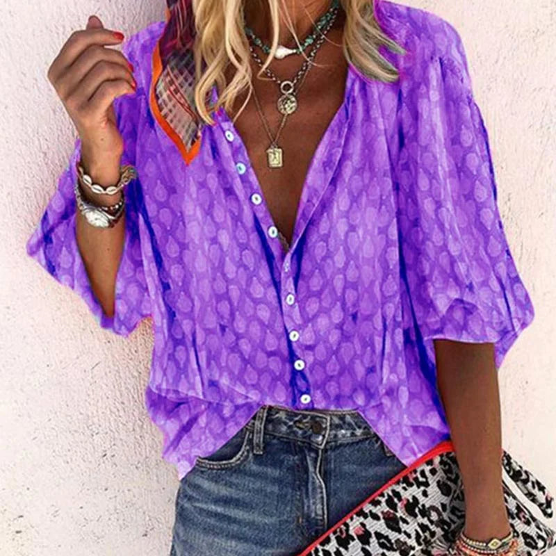 Summer Blouse Women Comfortable Fit Casual Elegant