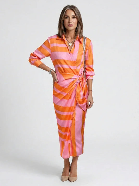 Midi Wrap Dress Women Regular Fit Casual