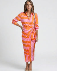 Midi Wrap Dress Women Regular Fit Casual