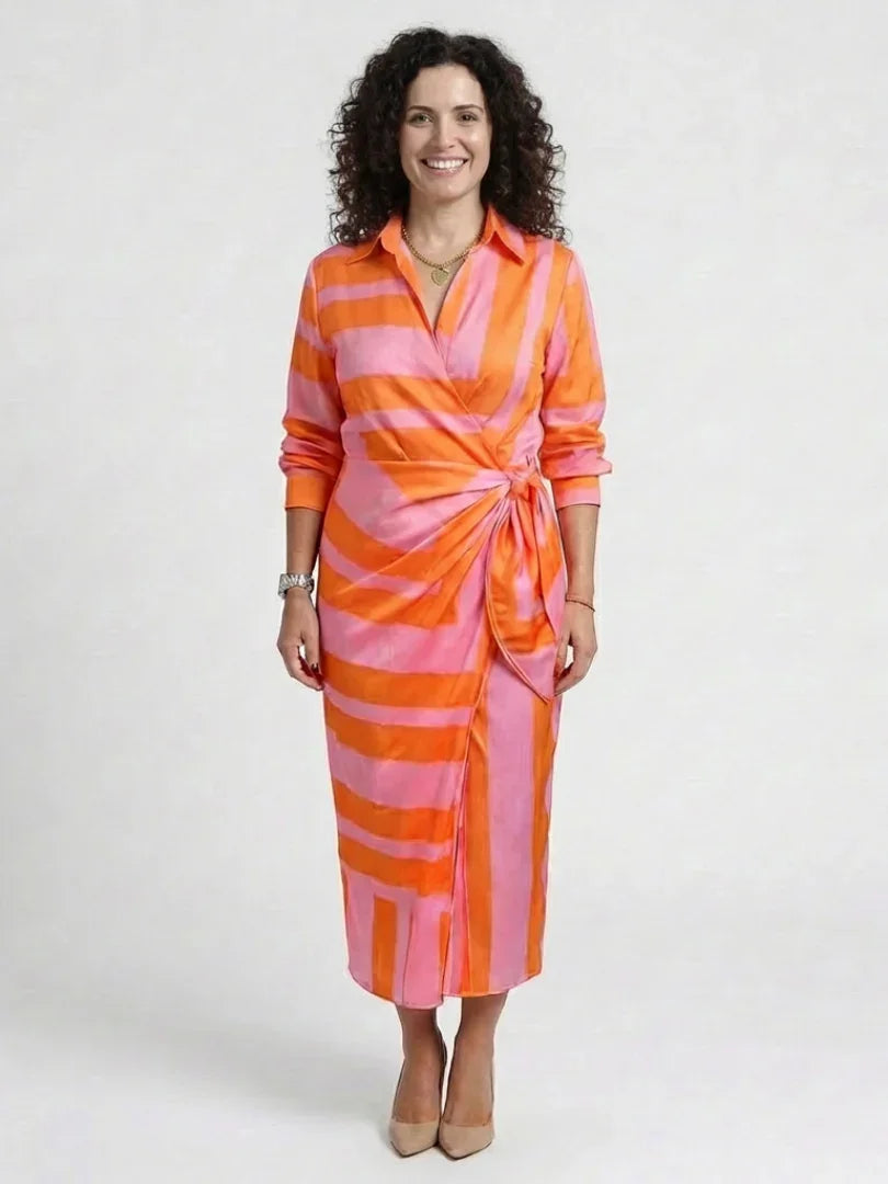 Midi Wrap Dress Women Regular Fit Casual