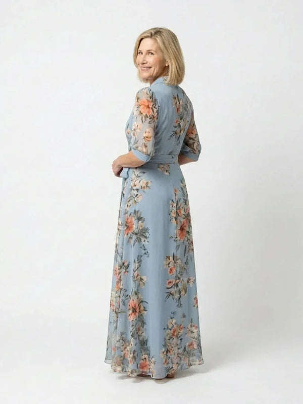 Floral Wrap Maxi Dress Women Regular Fit Casual