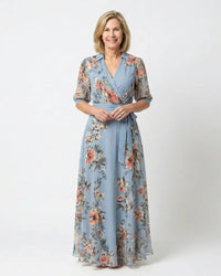 Floral Wrap Maxi Dress Women Regular Fit Casual