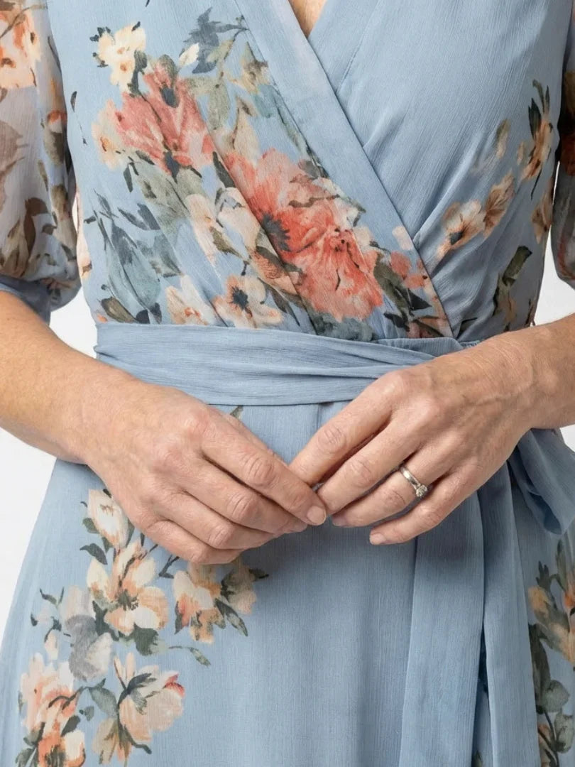 Floral Wrap Maxi Dress Women Regular Fit Casual