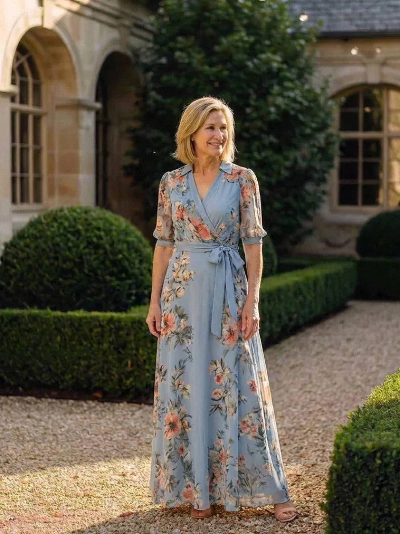 Floral Wrap Maxi Dress Women Regular Fit Casual