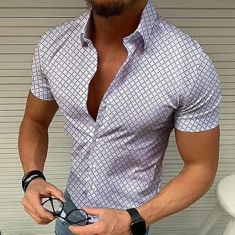 Slim Fit Men Shirt Casual Summer Short Sleeve