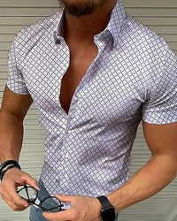 Slim Fit Men Shirt Casual Summer Short Sleeve